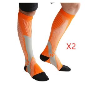 Compression Socks For Men&Women Best Graduated Athletic Fit For Running Flight Travel Boost Stamina Circulation&Recovery Socks (Option: Orange 2PC-S M)